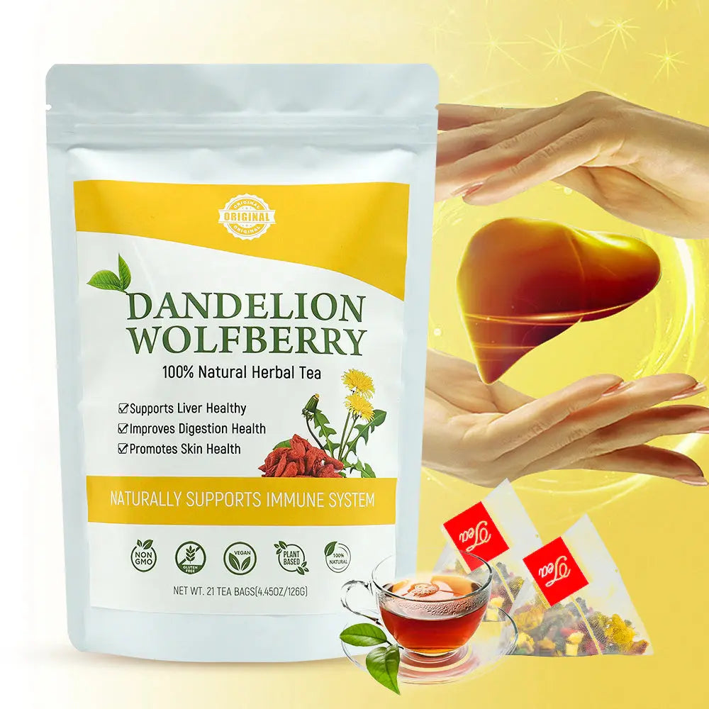 Hiherbs Dandelion Wolfberry Tea, Organic Dandelion Root Tea, Nine Natural Herbal Ingredients Kidney Tea Hiherbs
