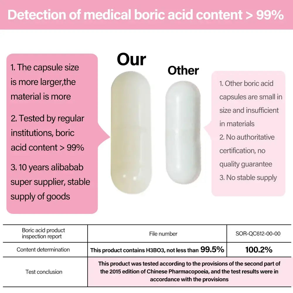 Hiherbs Boric Acid Vagina Suppository - Odor Eliminator, Yeast Infection Treatment, pH Balancer Boric acid Products, 60PCS/30PCS (2 Applicators as Gift) Hiherbs