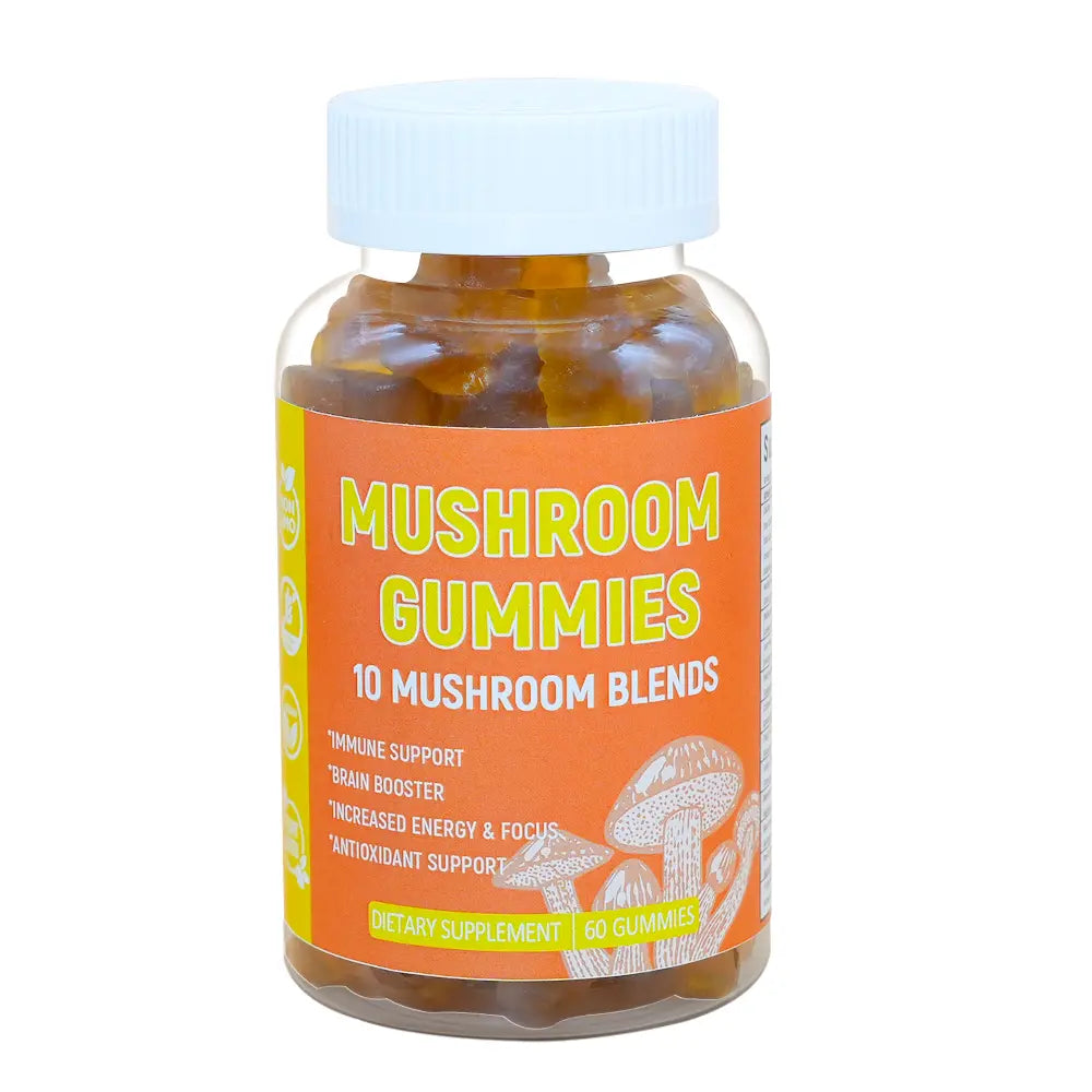 Hiherbs Mushroom Gummies Dietary supplements Nootropic Brain Supplement, Immune Support & Stress Relief mushroom jelly candies (60 capsules/Bottle) Hiherbs