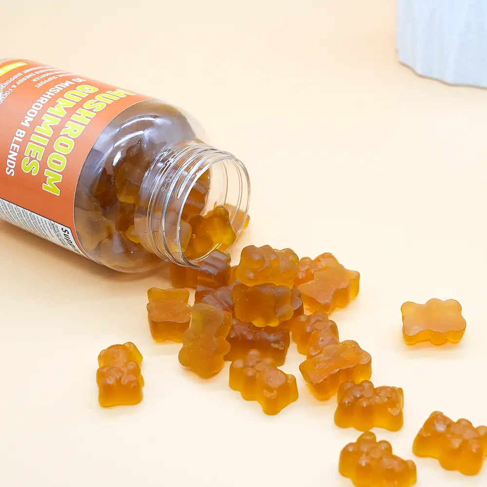 Hiherbs Mushroom Gummies Dietary supplements Nootropic Brain Supplement, Immune Support & Stress Relief mushroom jelly candies (60 capsules/Bottle) Hiherbs