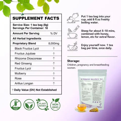 Hiherbs Pcos Herbal Tea for Hormonal Balance Tea, Eases Pms Symptoms, Herbal Tea Hiherbs