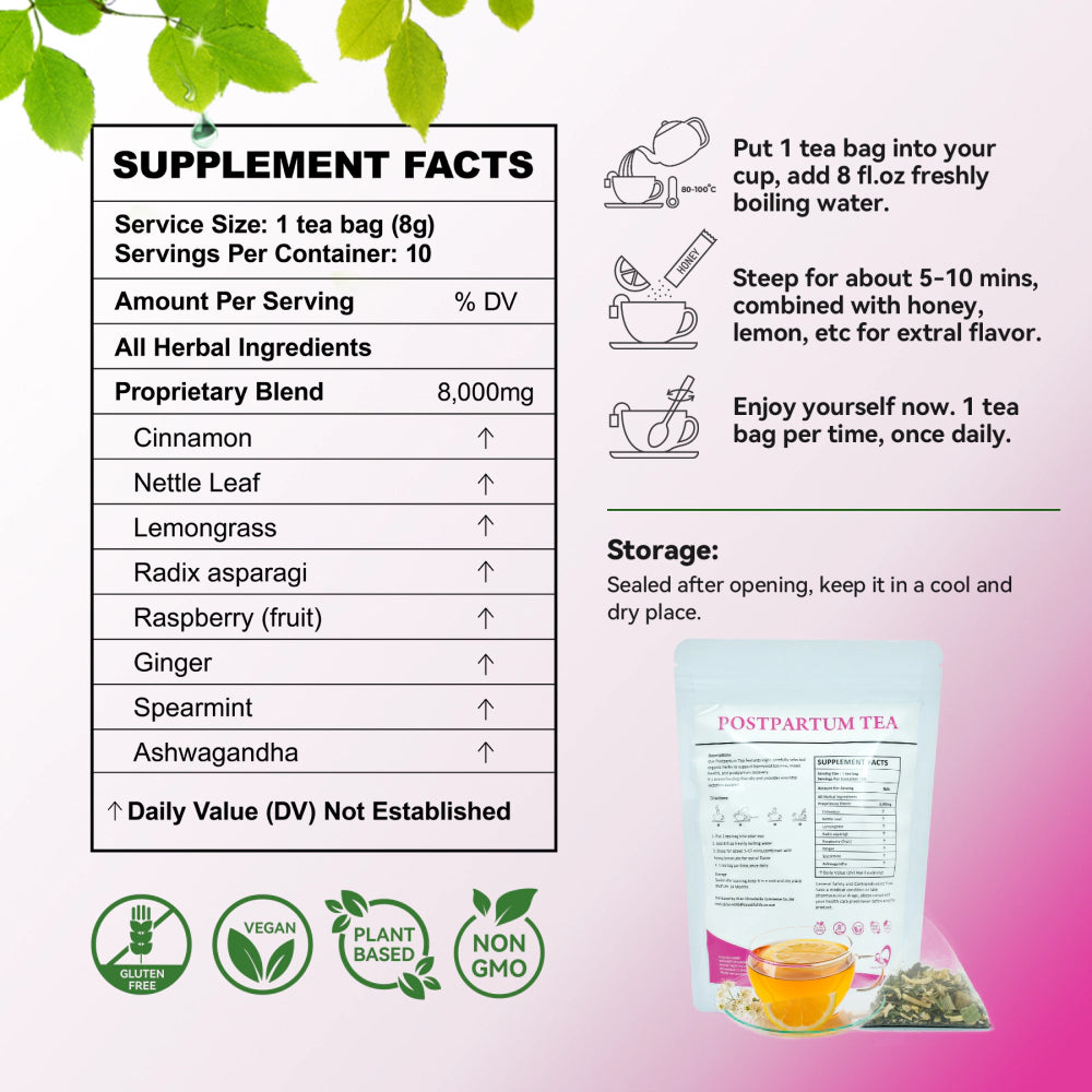 Nutrition Facts Table of Postpartum Recovery Tea