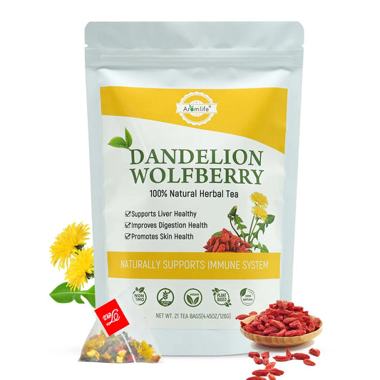 Hiherbs Dandelion Wolfberry Tea, Organic Dandelion Root Tea, Nine Natural Herbal Ingredients Kidney Tea Hiherbs