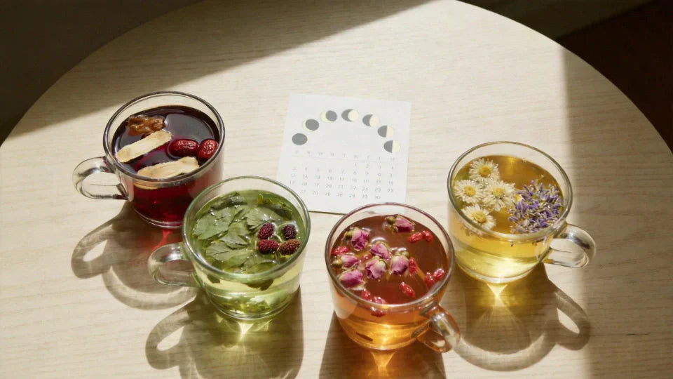 Optimize your energy, mood, and metabolism through menstrual cycle syncing. Discover targeted herbal support for the menstrual, follicular, ovulatory, and luteal phases with Laicuherb's complete Cycle Tea Set.