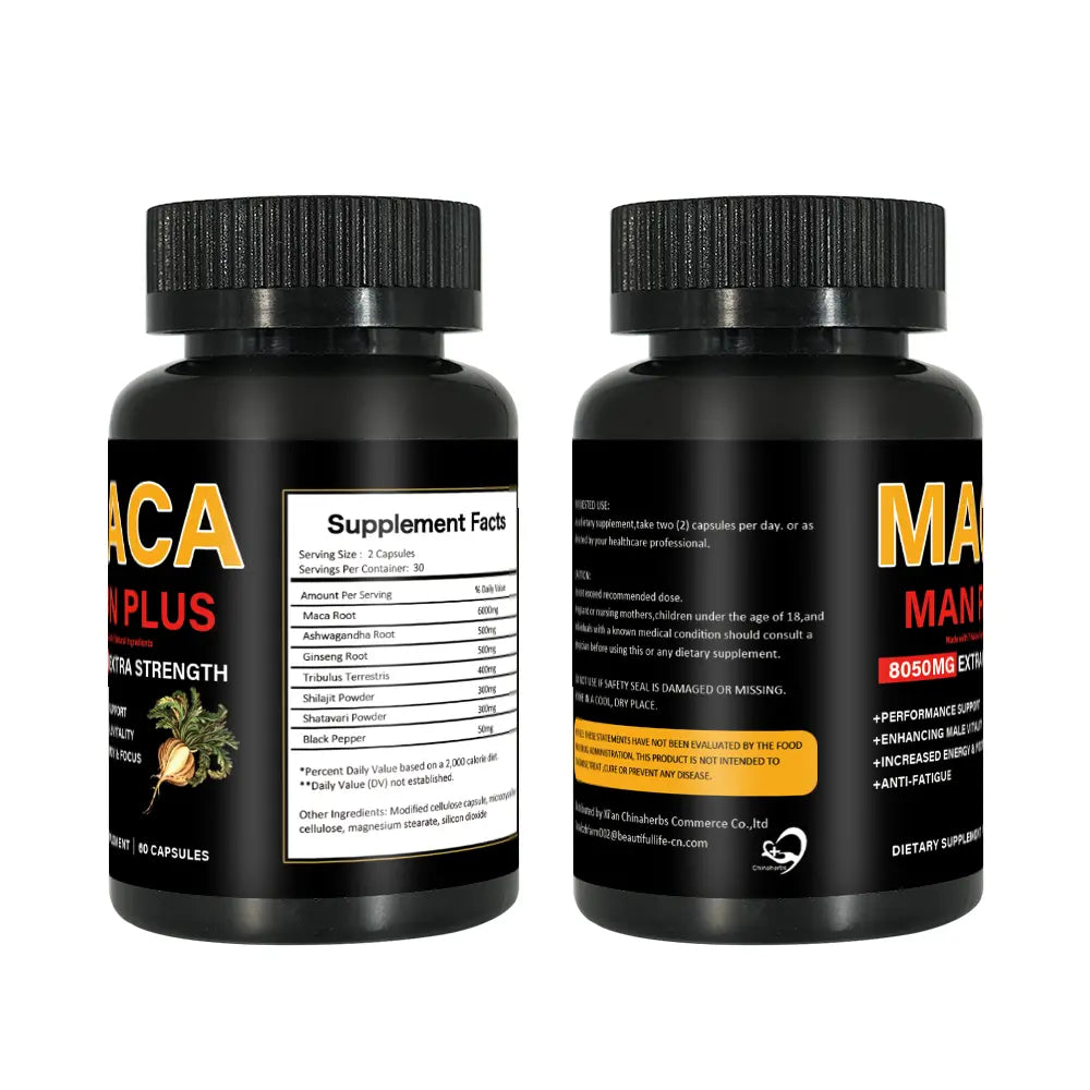 Hiherbs Maca Capsules 500mg*60 capsules– Immune Support & Enhanced Male Vitality – Boost Male Fertility & Performance, Reduce Fatigue, Strengthen Immune System Hiherbs