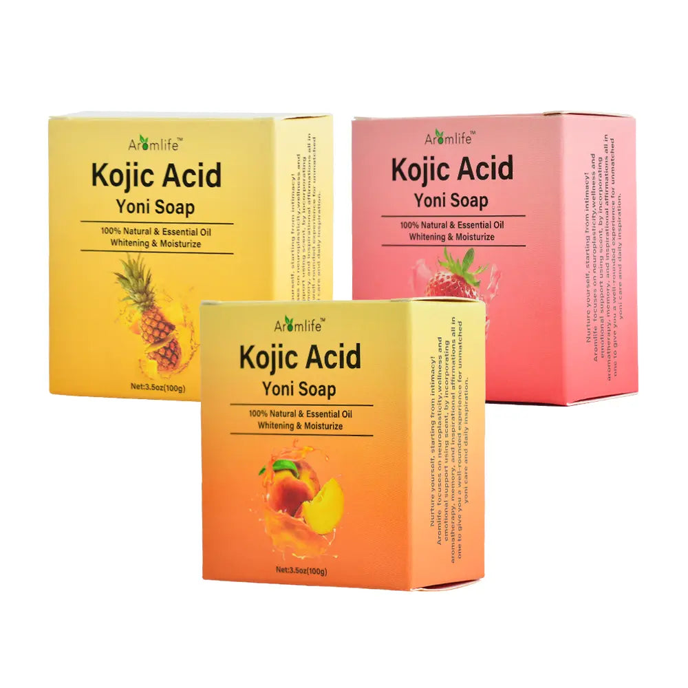 Hiherbs Strawberry Kojic Acid Yoni Soap Bar Vaginal pH Balance 100% Natural 100g/Piece Combo Pack Hiherbs