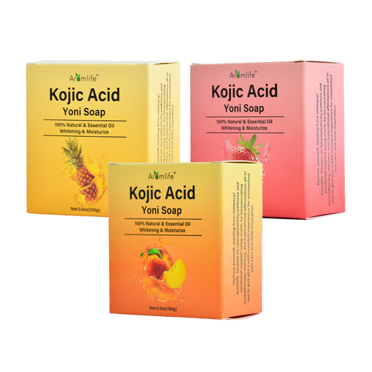 Hiherbs Strawberry Kojic Acid Yoni Soap Bar Vaginal pH Balance 100% Natural 100g/Piece Combo Pack