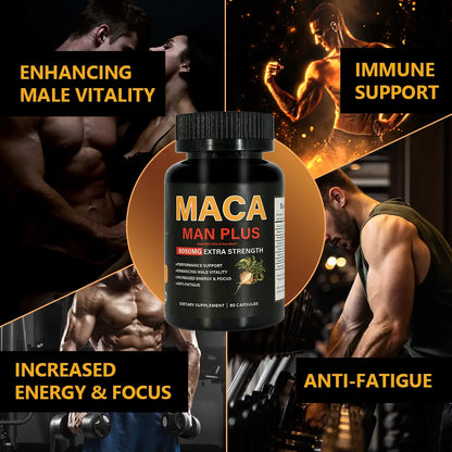 Hiherbs Maca Capsules 500mg*60 capsules– Immune Support & Enhanced Male Vitality – Boost Male Fertility & Performance, Reduce Fatigue, Strengthen Immune System Hiherbs