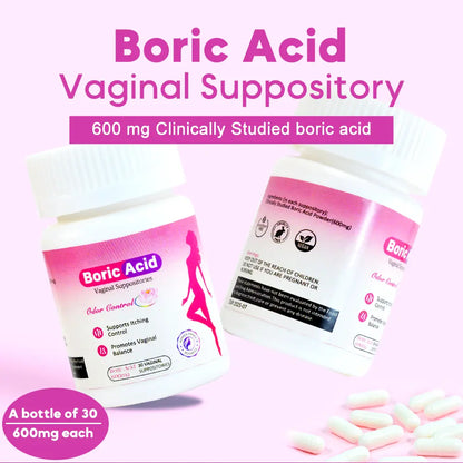 Hiherbs Boric Acid Suppository,Boric acid suppositories that can be used in pregnancy, 30 Pcs/Bottle(2 Applicators as Gift) Hiherbs