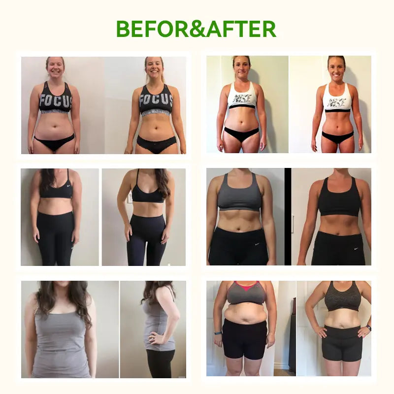 Comparison of the effect before and after use shows that the abdomen has significantly shrunk and the weight has decreased