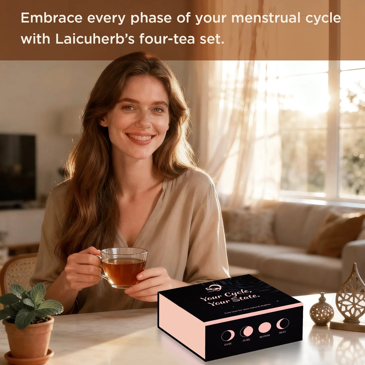 Embrace every phase of your menstrual cycle with Laicuherb's four-tea set