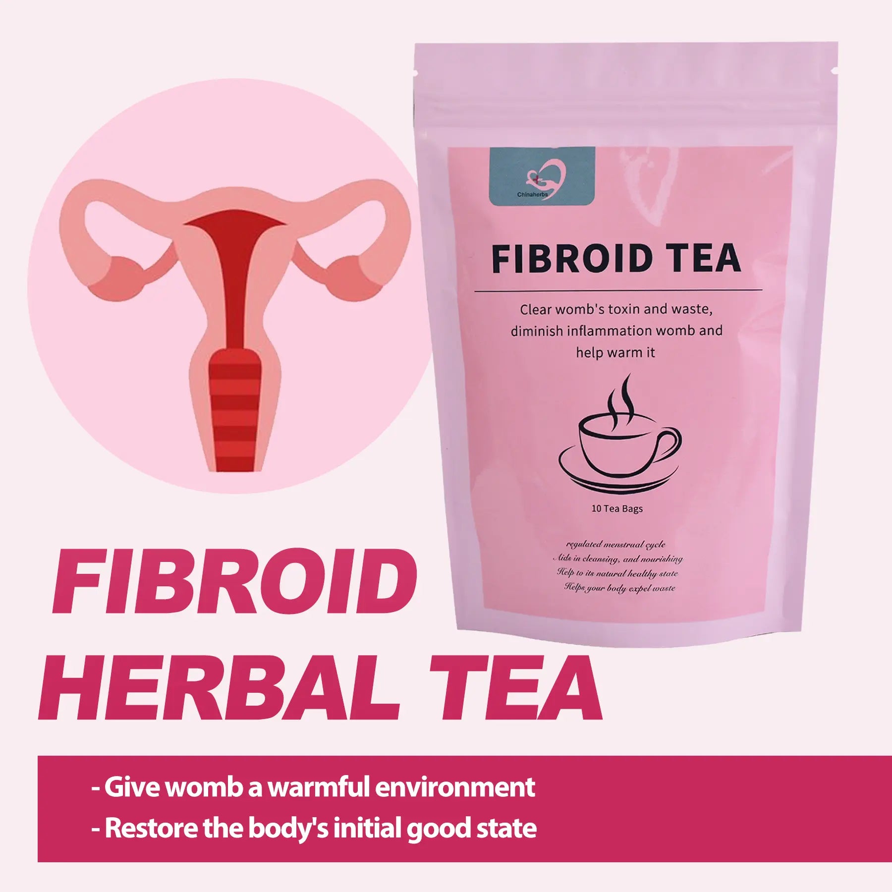 Hiherbs Fibroid Tea PCOS Natural Feminine Warm Womb Detox Tea Hiherbs