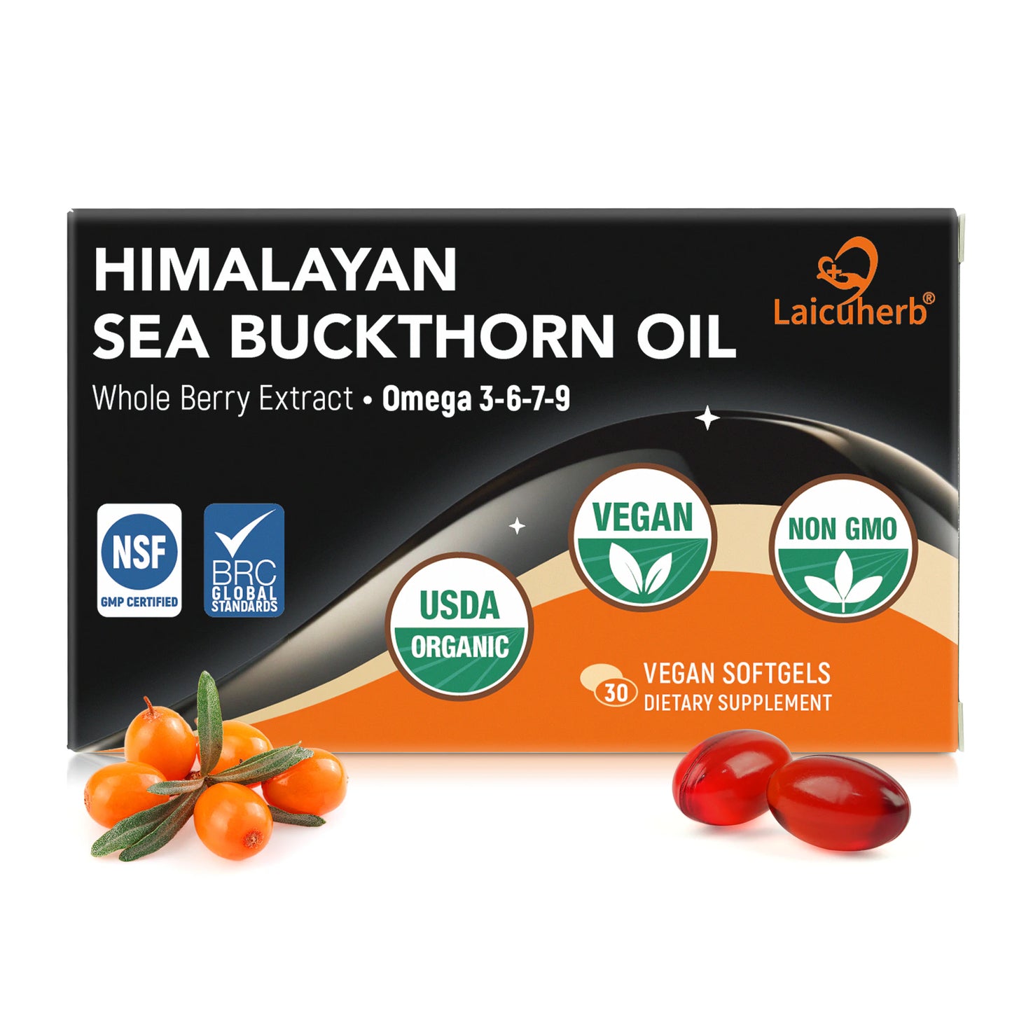 Laicuherb Wild Himalayan Sea Buckthorn Oil premium capsules