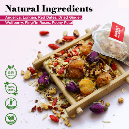 The ingredients of Laicuherb's Ease Period Comfort Tea