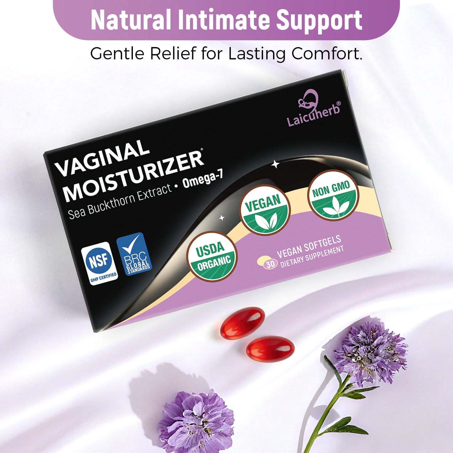 Feminine Moisture Support is derived from sea buckthorn oil