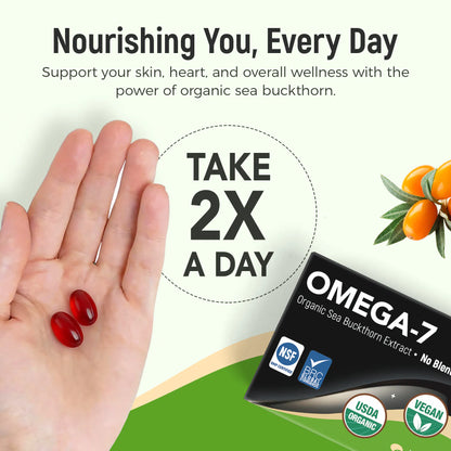 Omega 7 sea buckthorn oil capsules is recommended to be taken 2 capsules per day