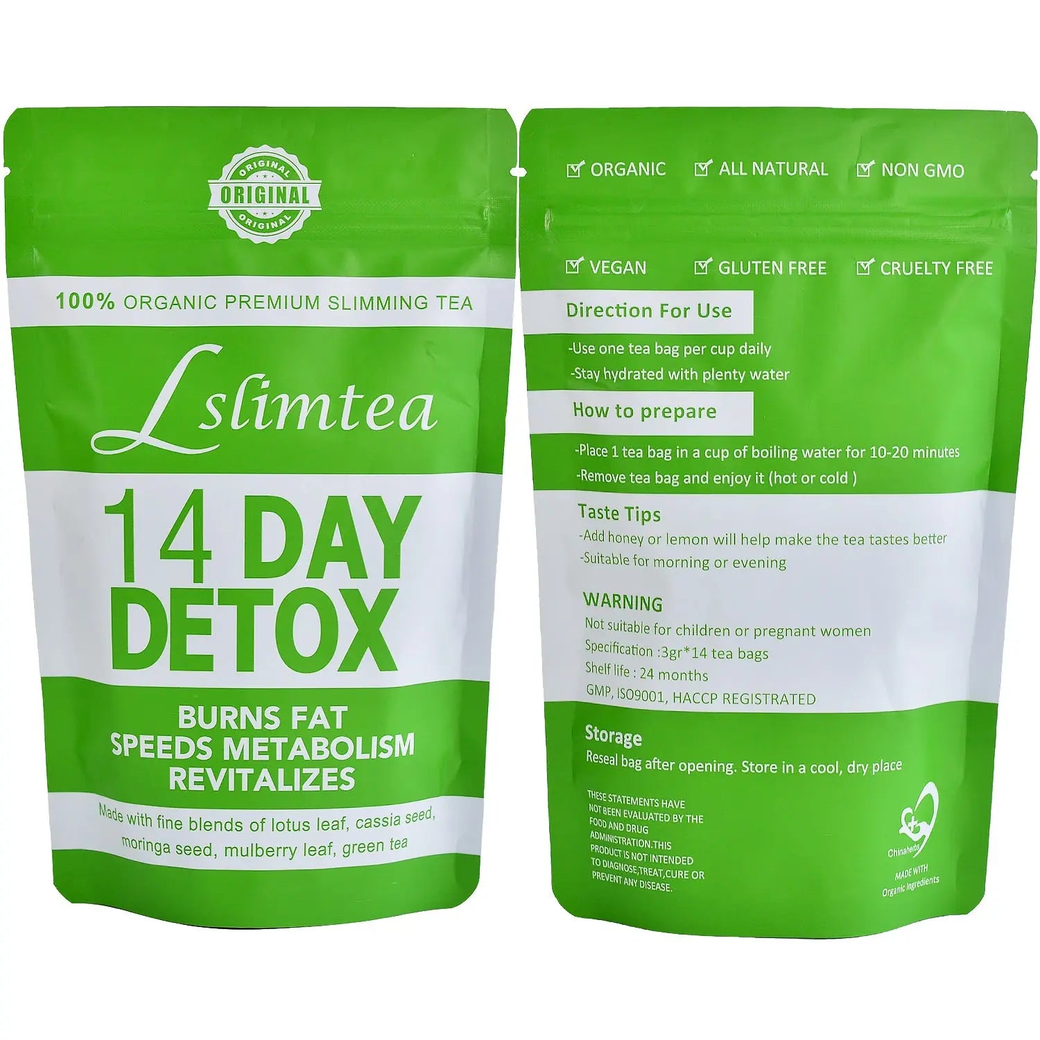 Hiherbs 14 day detox slim tea for Weight loss, 14teabags/Bag Hiherbs