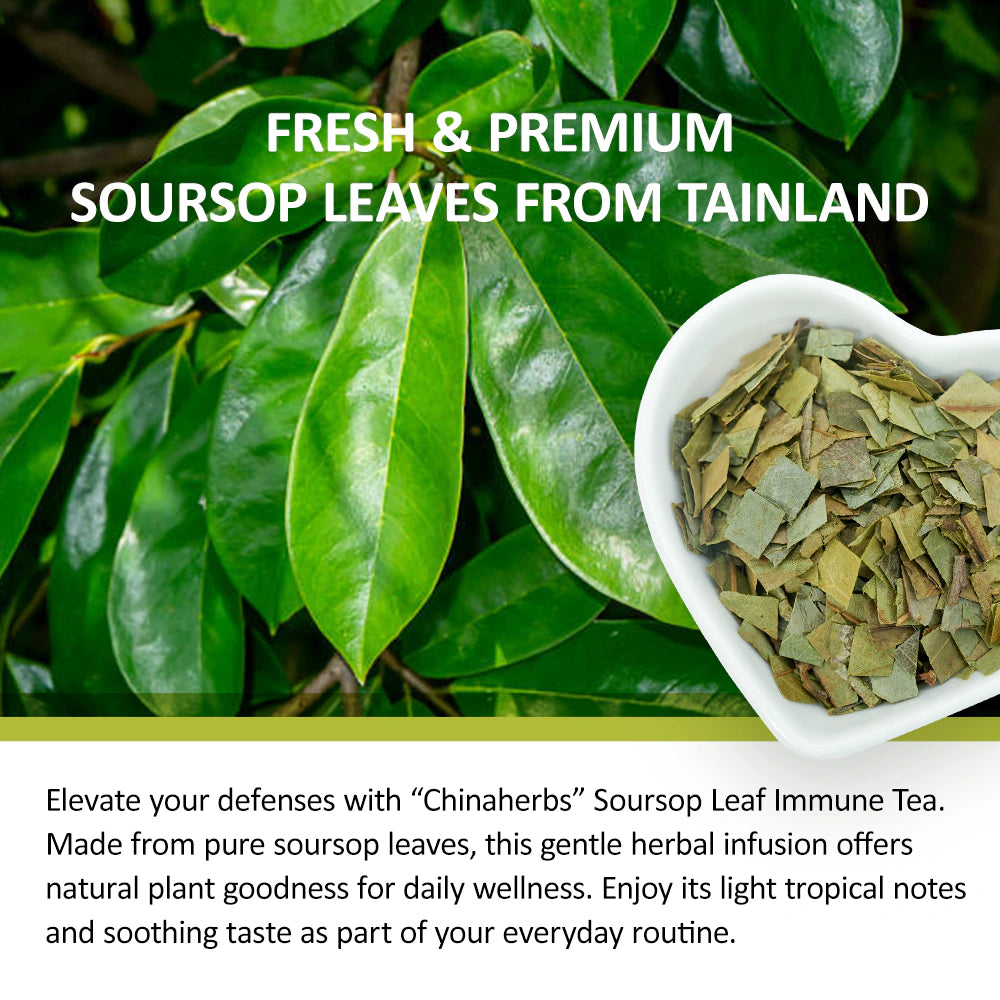 The ingredients of hiherbs's immune tea are the soursop leaf