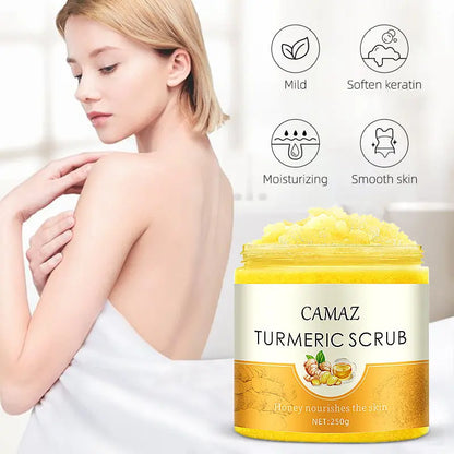 Hiherbs Natural Gentle Turmeric Body Scrub Remove Dead Skin Improve dull skin color turmeric body scrubbing cream (8 OZ/250g) Hiherbs