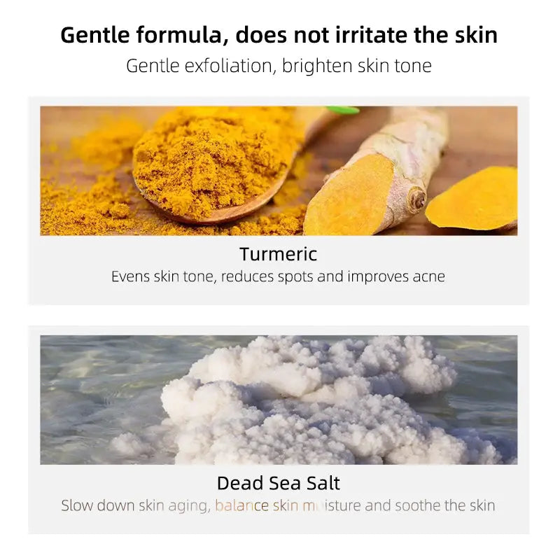 Hiherbs Natural Gentle Turmeric Body Scrub Remove Dead Skin Improve dull skin color turmeric body scrubbing cream (8 OZ/250g) Hiherbs