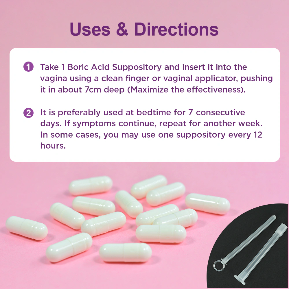 Usage instructions and precautions for Boric Acid suppositories