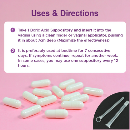 Usage instructions and precautions for Boric Acid suppositories