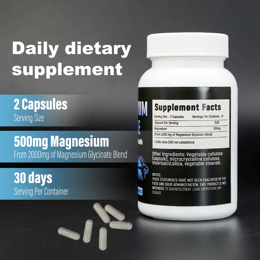 Hiherbs Magnesium Malate 500mg/capsule-Enhances metabolism, improves bone density, protects the nervous system(60 capsules/bottle) Oral capsule