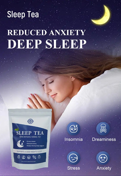 Hiherbs Sleep Tea, Improve Sleep, Relieve Insomnia Symptoms,Supports Calmness and Relaxation, Herbal Infusion, Wellness Tea, Caffeine-Free, 130g,10 Sachets/Bag Hiherbs