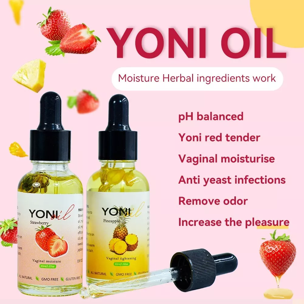 Hiherbs Yoni Organic Oil Feminine Pineapple Vaginal Oil, 1.02 OZ for Women Yoni Moisturizer Deodorant female intimate oil Hiherbs