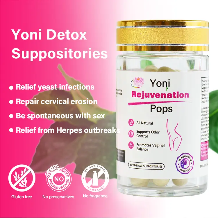 Hiherbs Boric Acid Yoni Detox Suppositories For Odorless Yeast Infections ( 30 pcs) Hiherbs